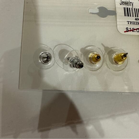 Fiesta 2 Pair of Earrings Bronze Triangle and Silver Studs - Picture 2 of 2